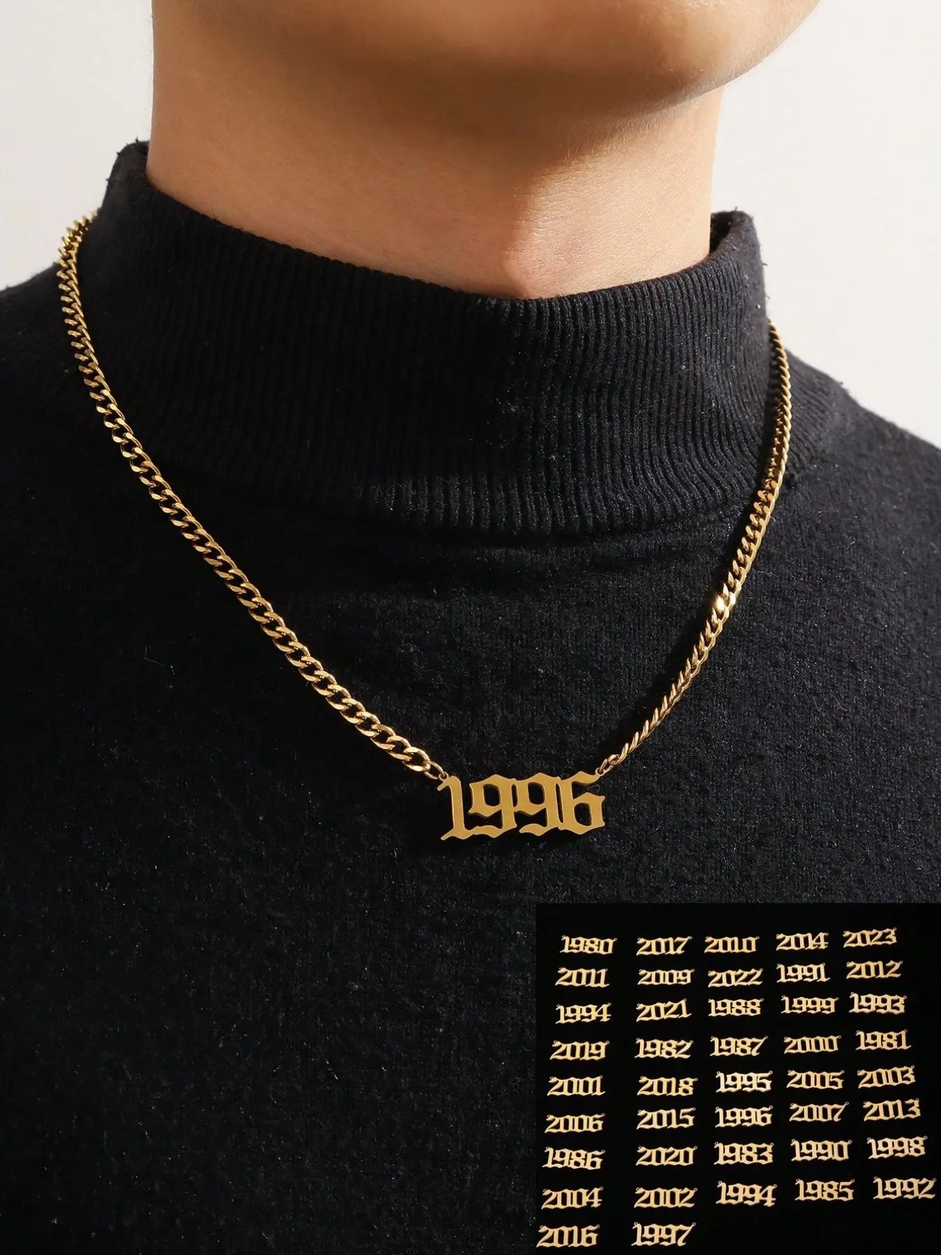 Men's Street Style Streetwear Inspired Stainless Steel Chain Number Decor Necklace, 1 Count Casual Trendy Pendant Necklace, Fashionable Jewelry for Daily & Party Decoration, Cuban Link Design