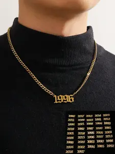 Men's Street Style Streetwear Inspired Stainless Steel Chain Number Decor Necklace, 1 Count Casual Trendy Pendant Necklace, Fashionable Jewelry for Daily & Party Decoration