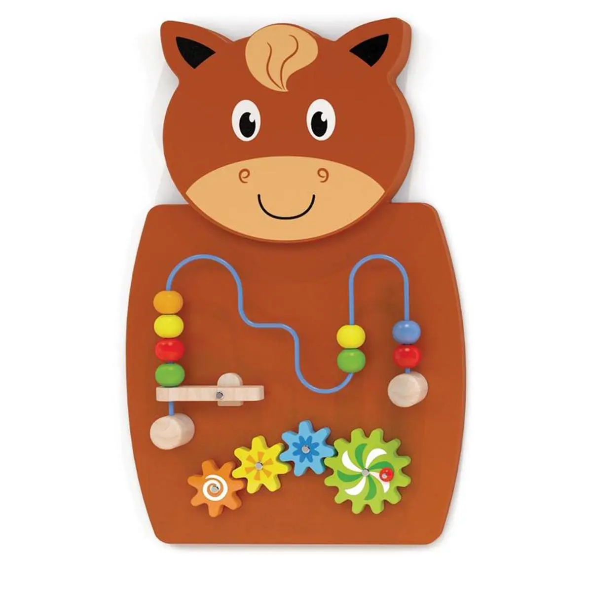 Learning Advantage CTU50678 MDF Wood Wire Beads & Gears Wall Panel Horse Math Teaching Aid (22.3"l x 14.8"w) with Screws - School Collaborative Play Tool, Boosts Early Math, Language Skills, Motor Skills Development