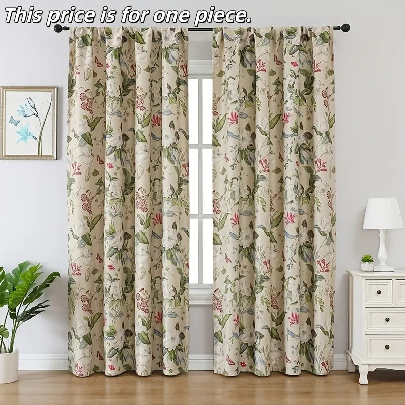 1PC Vibrant Blackout Window Curtain Shade, American Country Floral Print, Enhances Comfort & Privacy, Polyester, Ideal for Living Room, Bedroom, Office, Curtains Black Out