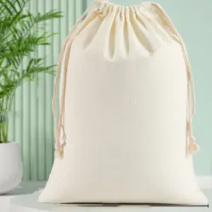 10 Reusable Canvas Drawstring Bags, Heat Press DIY Craft Supplies, Party Wedding Storage Pouches, Sublimation Blank Bags