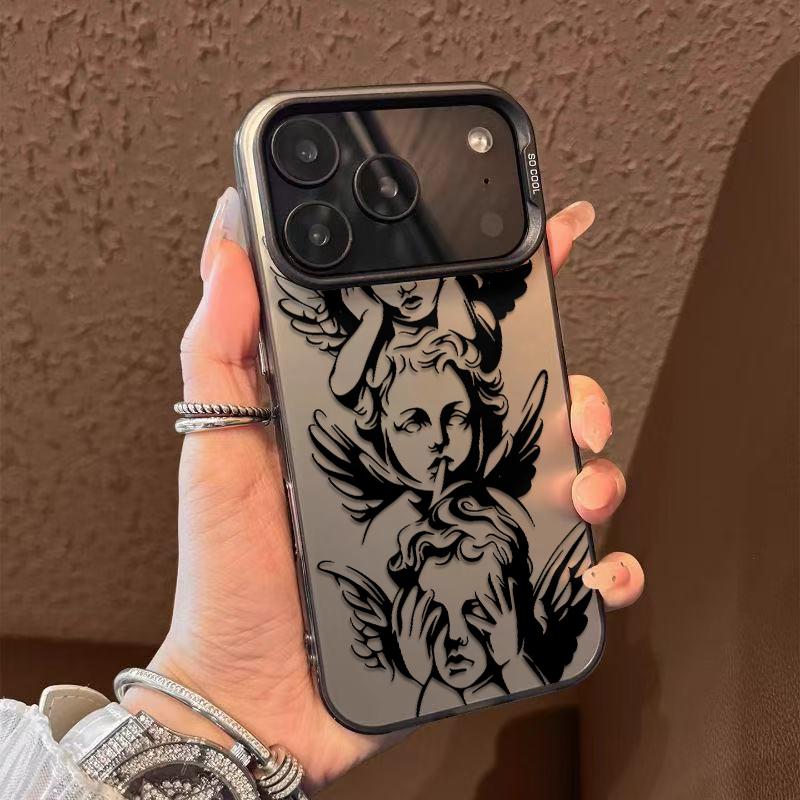 Unique Three Wise Angels Patterns Phone Case Featuring The Iconic See No Evil Hear No Evil Speak No Evil Angel Motif Merging Classic Baroque Art With Mysterious Spiritual Vibe For iPhone 17.16.15.14.13.12.11.X.XS.XSMAX.XR.8.7