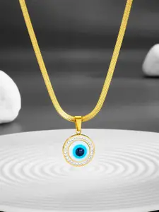 Evil Eye Design Pendant Necklace with Box & Blessing Card, Elegant Snake Chain Necklace for Women & Girls, Fashion Jewelry for Party, Daily Decor, Exquisite Jewelry for Birthday Gift