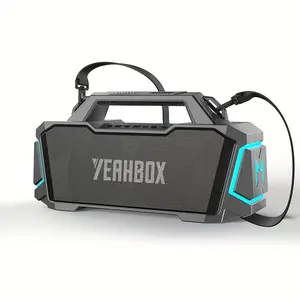 LiooRoon Bluetooth Speaker,Wireless Speakers with Subwoofer,IPX6 Waterproof,20H Playtime,RGB Lights,Deep Bass,Portable,Large,Loud Speaker for Outdoor,Party,Camping,Backyard,Dual Pairing
