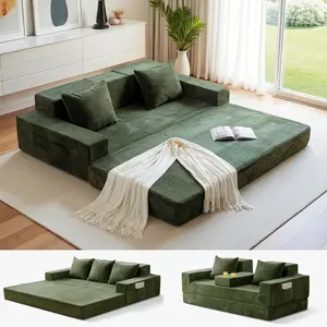 MAXYOYO Convertible Sofa Bed, 80" Oversized Boneless Loveseat Couch 4 in 1 Foldable Floor Sofa Couch in A Box with 2 Cup Holders, Folding Sleeper Chair for Living Room, No Assembly Required