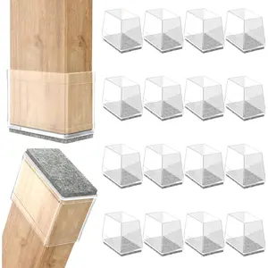 Rectangle Chair Leg Protectors for Floors,16 PCS Covers to Protect Wood Tile Floors Felt Pads Furniture Leg Caps Noise.Easy to Move.(Clear,0.5 x 2 Inch,Rectangular) - .com