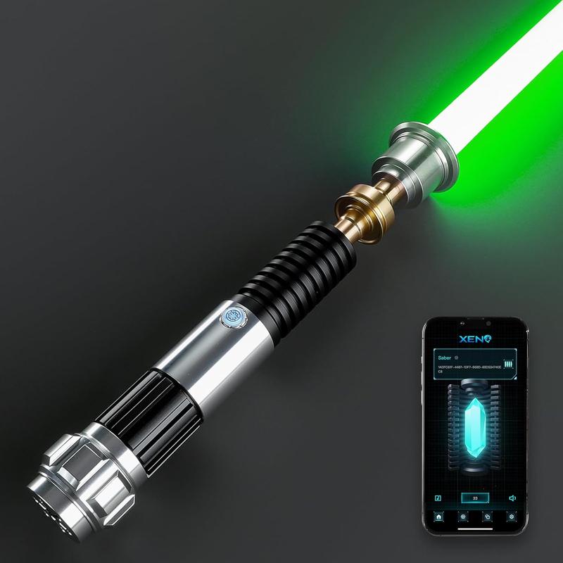 Obi-Wan Lightsaber with 16 Sound Effects RGB Lighting Modes Metal Hilt Rechargeable for Role-Playing Family Entertainment Orange Duel Cosplay Sword Epic Toys Medieval Collectible 92cm PC Blade High Impact