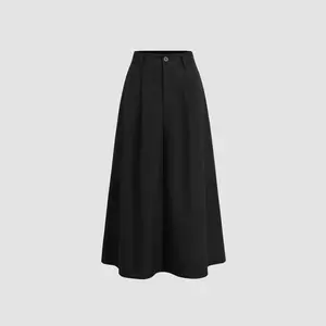 Cider [4 colors, size 2-10] Linen-blend High Rise Solid Pocket Maxi Skirt