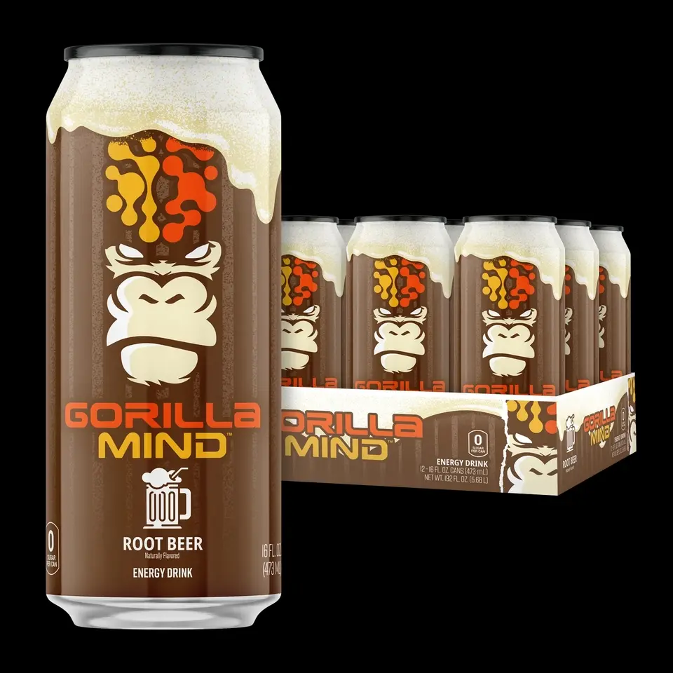 Gorilla Mind Energy Drink 12pk Sugar-Free with 200mg Caffeine Gorilla Mind Energy Drink 12pk Sugar-Free with 200mg Caffeine