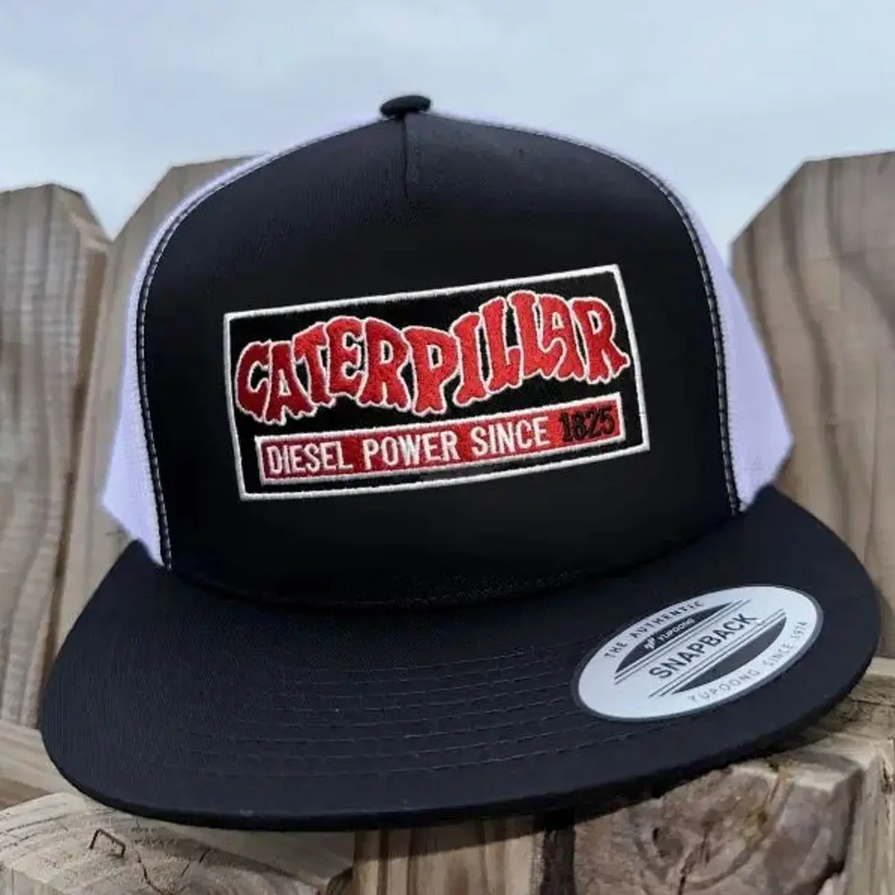 Caterpillar Diesel Trucker Hat, 7 Panel Mesh Snapback Cap Retro, CAT Workwear Cap, Gift for Him