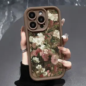 Phone Case Suitable for Iphone 11/12/13/14/15/16/17 Pro Promax Plus Air,Flower Shockproof Silicone TPU Bumper Drop Protection Soft Cover