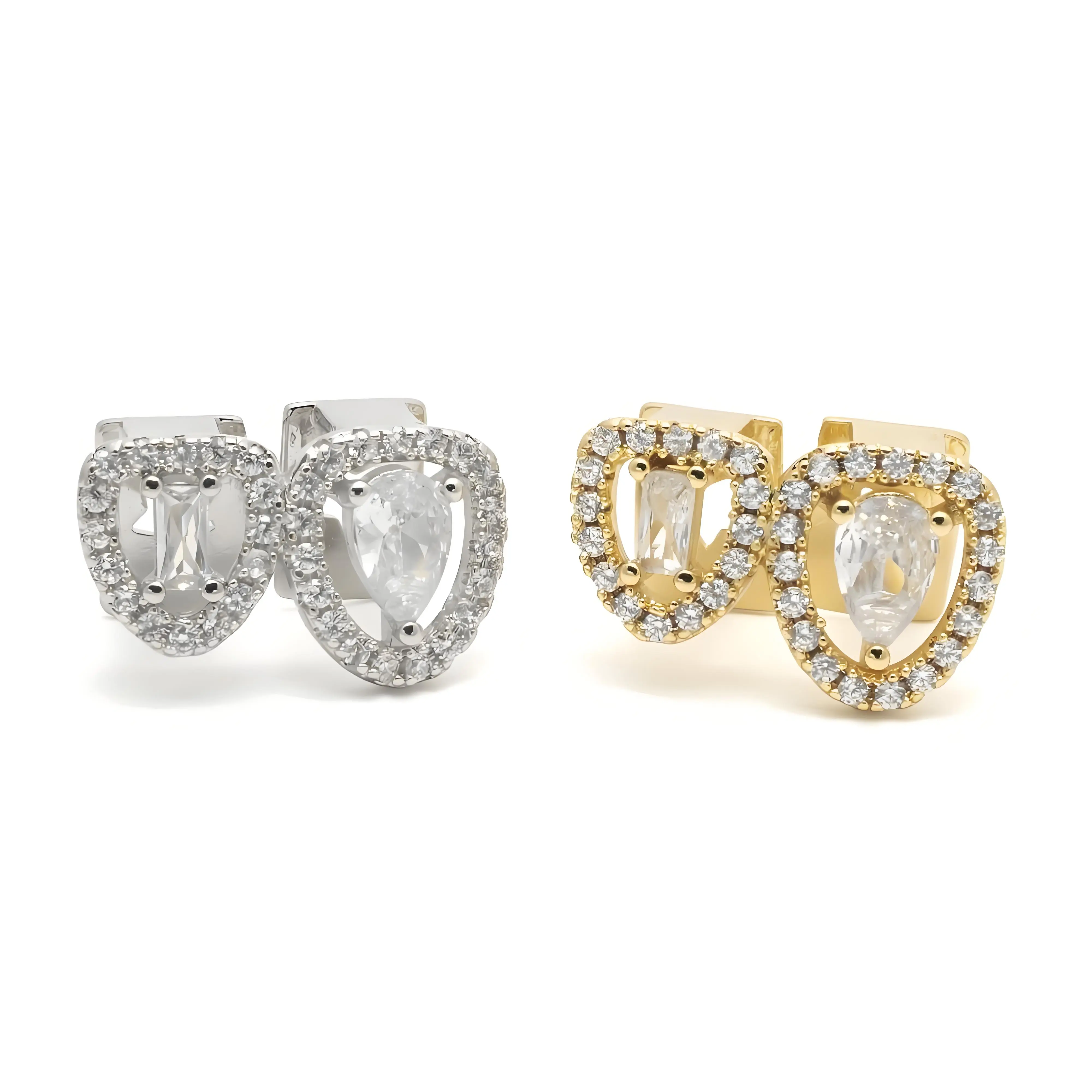 Golden Double-Sided Heart-Shaped Oral Grillz, Peach Heart-Inlaid Hip-Hop Dental Protective Gear for Rap Performances