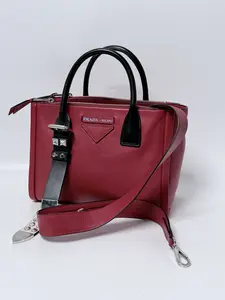Pre-owned PRADA leather Top Handle Bag Twin Pocket Red JD465PR