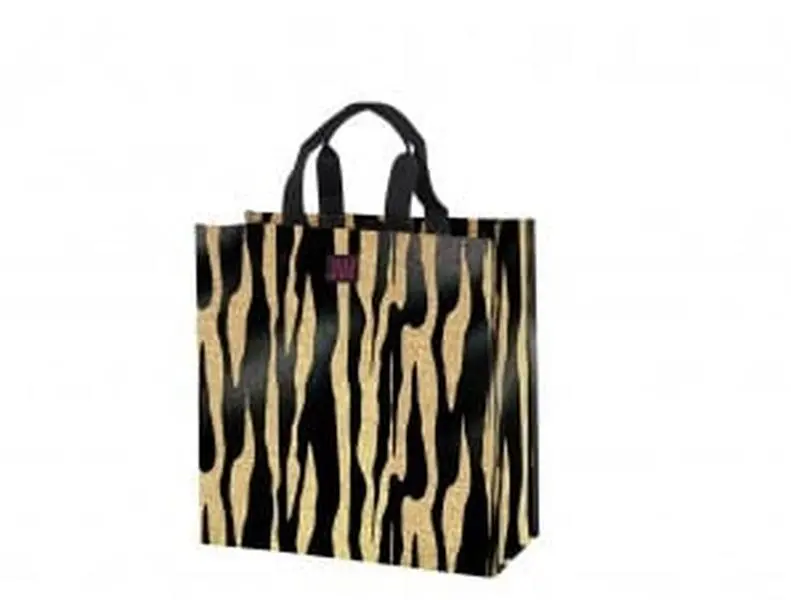 Joann Marie Designs Metallic Tiger Poly Shopping Bags for Grocery Shopping, Unisex Reusable Totes with Snap Closure, Pack of 6, Unisex Adults
