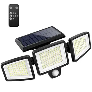 New Best-Selling Solar Outdoor Light 2500-Lumen 210 LED Triple-Head Motion Sensor IP65 Waterproof 270° Wide-Angle 3 Modes Remote Control for Property Security sunset lamps tiktokshopspringglowup Dimmable Taco Neon Sign
