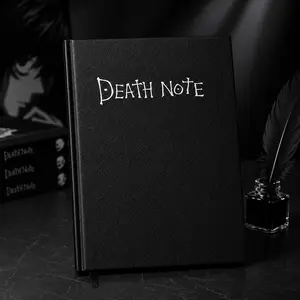 Death Note Notebook Journal, Black Hardcover Anime Inspired Writing Book with Rules Pages, Gothic Leather Texture Diary for Notes, Sketching, Cosplay Props, School Supplies, Office Desk Decor and Gift for Fans