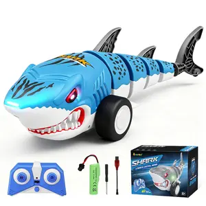 Remote Control Shark Toy, RC Cars Toys With Swinging Tail & 360° Rotating, Rechargeable RC Robot Toy With LED Lights