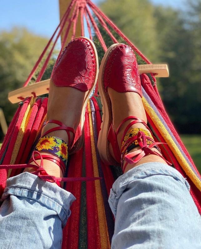 Huarache Sandal with laces boho- Hippie Mexican Style- Sandal leather Lace up cute tooled floral weeding sandal