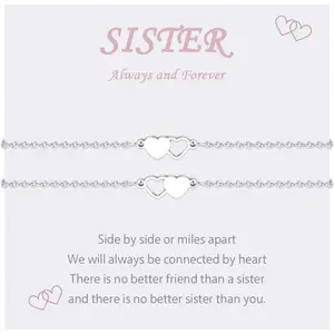 2/3 PCS Sister Bracelets Sister Gifts from Sister Matching Heart Stainless steel Bracelet Sister Bracelets for Women Birthday Gifts for Girl  Friends