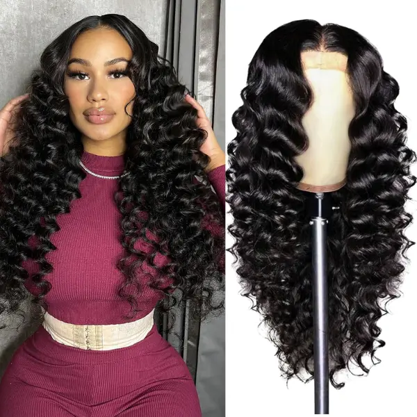 DULOVE Brazilian Virgin Human Hair Deep Wave Lace Front Wig, 13x4 HD Lace, Glueless, Pre-Plucked Natural Hairline, 16-28 Inch, Adjustable, Can Be Dyed and Bleached for Female, Brazilian Glueless Wig, Virgin Hair, Lace Frontal Wigs