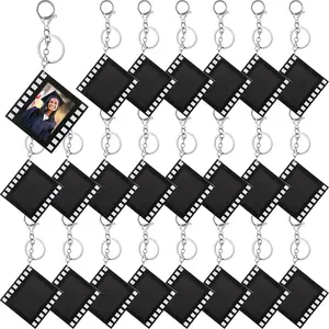 24 Pcs Graduation Movie Film Strip Photo Keychains Gifts with 1 5/8 x 1 Inch Photo Insert, DIY Wooden Picture Frame Keyrings for Graduation 2026, Movie Night Party Favors Red Carpet Decorations