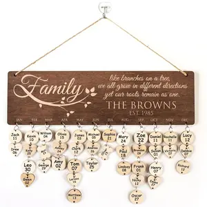 Personalized Wood Family Calendar, Custom Housewarming Gifts, Birthday Calendar, Family Birthday Board, Family Sign
