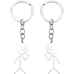 Doodle Stickman Keychain, Heart-Shaped Couple Keychain, Long Distance Friendship Gift, Bag Charm Accessory for Purse