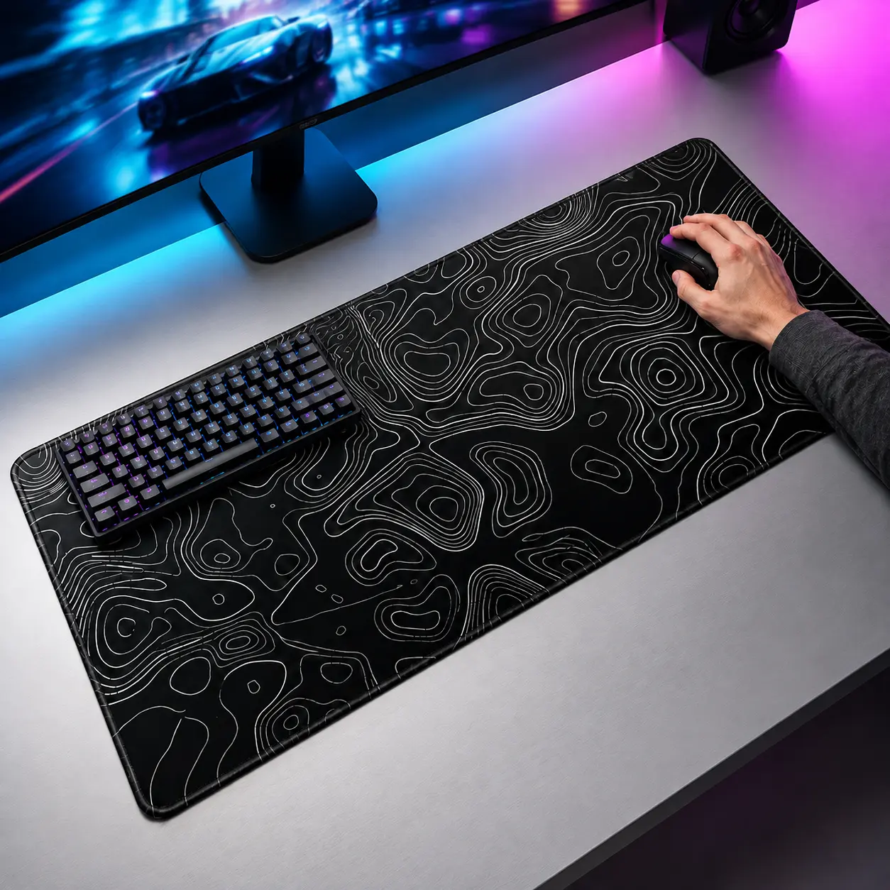 KTRIO Large Rectangular Extended Keyboard Mouse Pad Desk Mat - PC Accessories, Office Accessories, Micro-Weave Fabric for Precise Control, Non-Slip Rubber Base, Reinforced Stitching, Water-Resistant, Easy to Clean