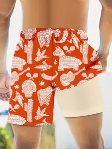 Mens Swimming Trunks with Compression Liner Swim Shorts with Pockets