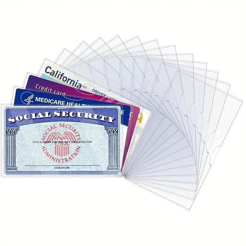 Plastic Removable Cardholder Set - 5/16 Pcs Office Accessories Stationery Storage Organizer, Transparent Waterproof Dustproof Desk Accessory for Medical Insurance, Social Security Cards