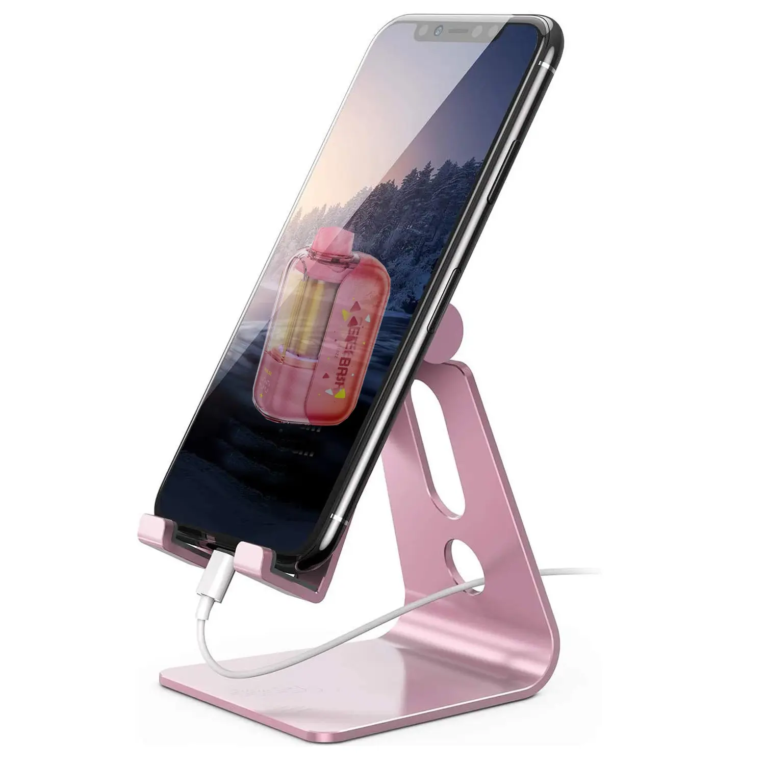 Aluminum Cell Phone Stand, Adjustable Desk Phone Holder for iPhone | Adjustable Viewing Angle, Stable Anti-Slip Base, Case Friendly for iPhone 17 16 15 14 Pro Max, Office Desk Essential Cellphone Smartphone Mount