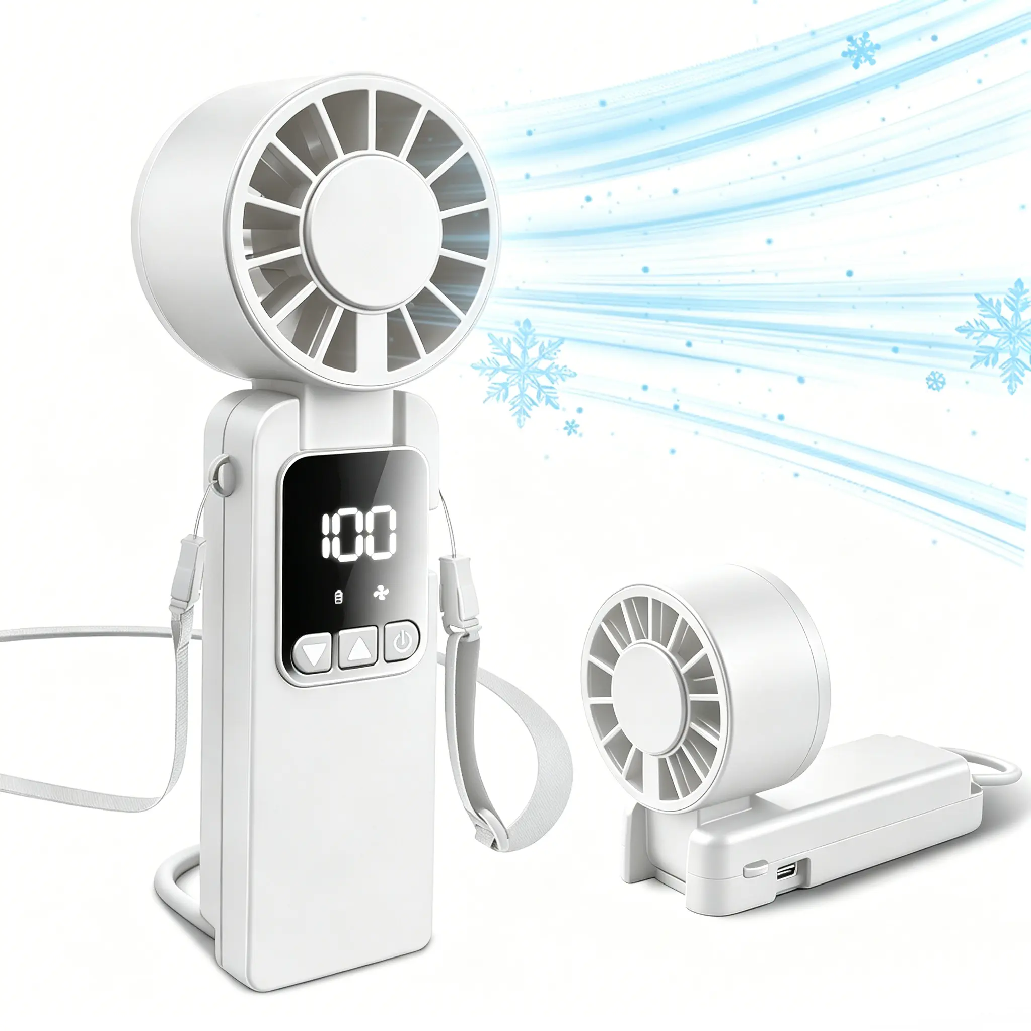 3-in-1 Portable Fan, High Speed Foldable Fan with 199 Speeds, 6000mAh Long-Time Rechargeable Mini Fan for Summer Travel, Outdoor, Vacation Essentials