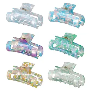 6 count Hair Clip, Acetate Material,  Design Hair Jaw with Tortoise Celluloid , Medium Size Hair Claw Clips, for Girls and Women