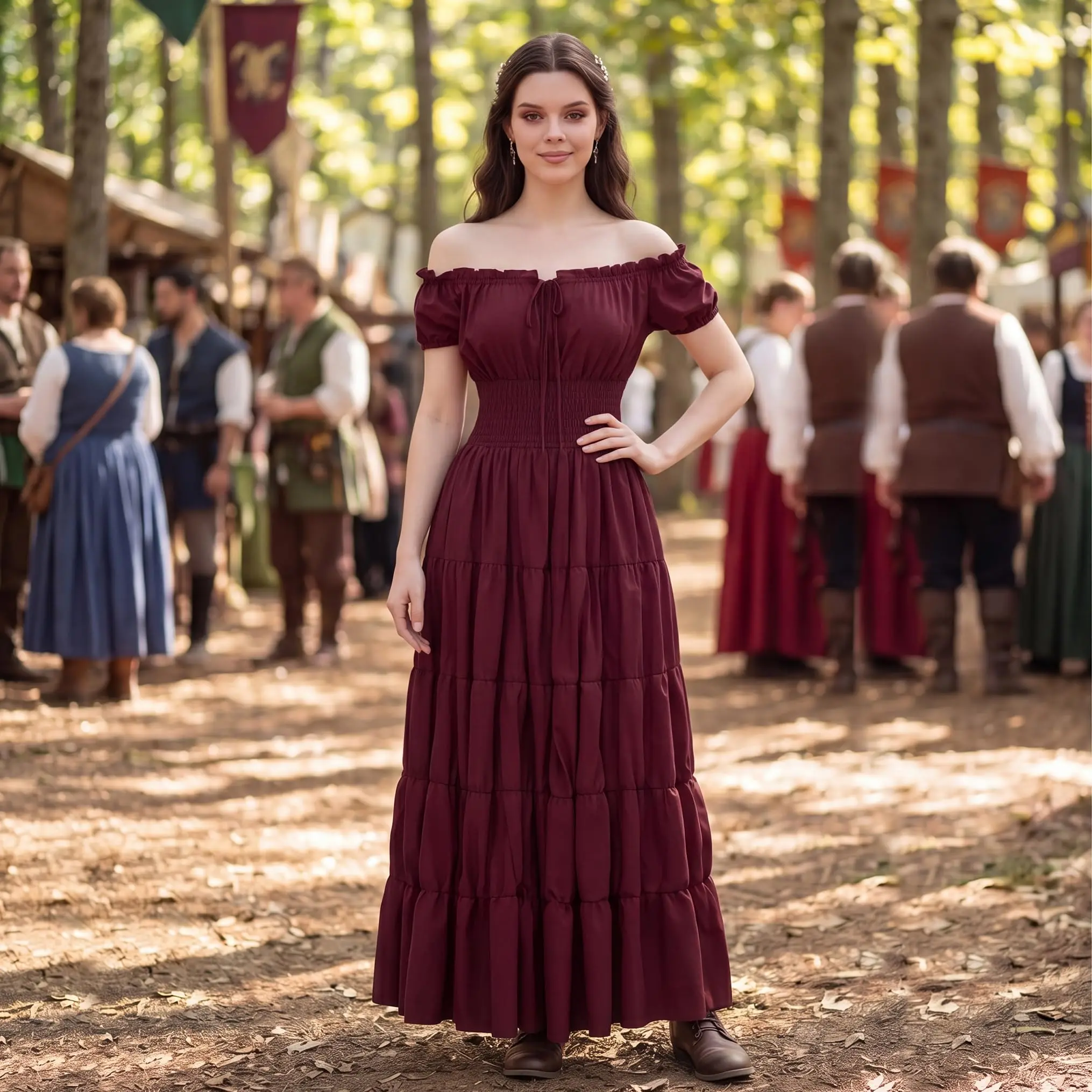 Renaissance Costume Women Dress: Medieval Costumes for Women Renaissance Dresses - Peasant Cottagecore Theme Party
