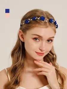 Flower Design Headband, Faux Pearl Decor Bridal Headwear for Wedding Bridal Party Formal Occasions, Elegant Wedding Party Hair Accessories for Women