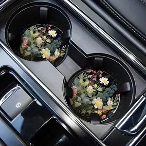 Cute Cup Holder Coasters for Your  with Fingertip Grip, Auto Accessories for Women & Men,Pack of 2(Flower Cluster)