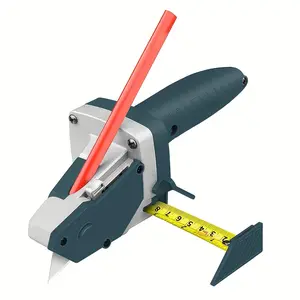 Multi material cutter gypsum board cutter kit - slippery precision blade and 5m tape, aluminum alloy and TPR plastic, dust-free dry wall, foam, KT cardboard cutting - including pencil and 5 additional blades, suitable for DIY, Construction tools