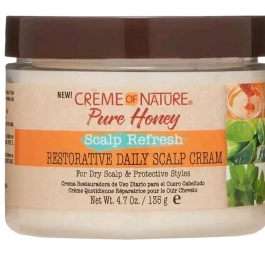 Creme of Nature Pure Honey Scalp Refresh Restorative Daily Moisturizing Scalp Cream, Hydrating Formula with Peppermint, Aloe Vera & Honey, For Braids & Protective Styles, 4.7 oz