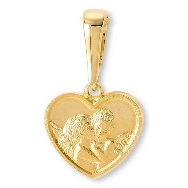 Bellezza Cupid Psyche Polished Text Heart Pendant