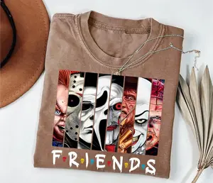 Comfort Colors Horror Movie Characters Shirt, Friends Halloween Shirt, Halloween Horror Tee, Friend Matching Shirt, Scary Halloween Tee