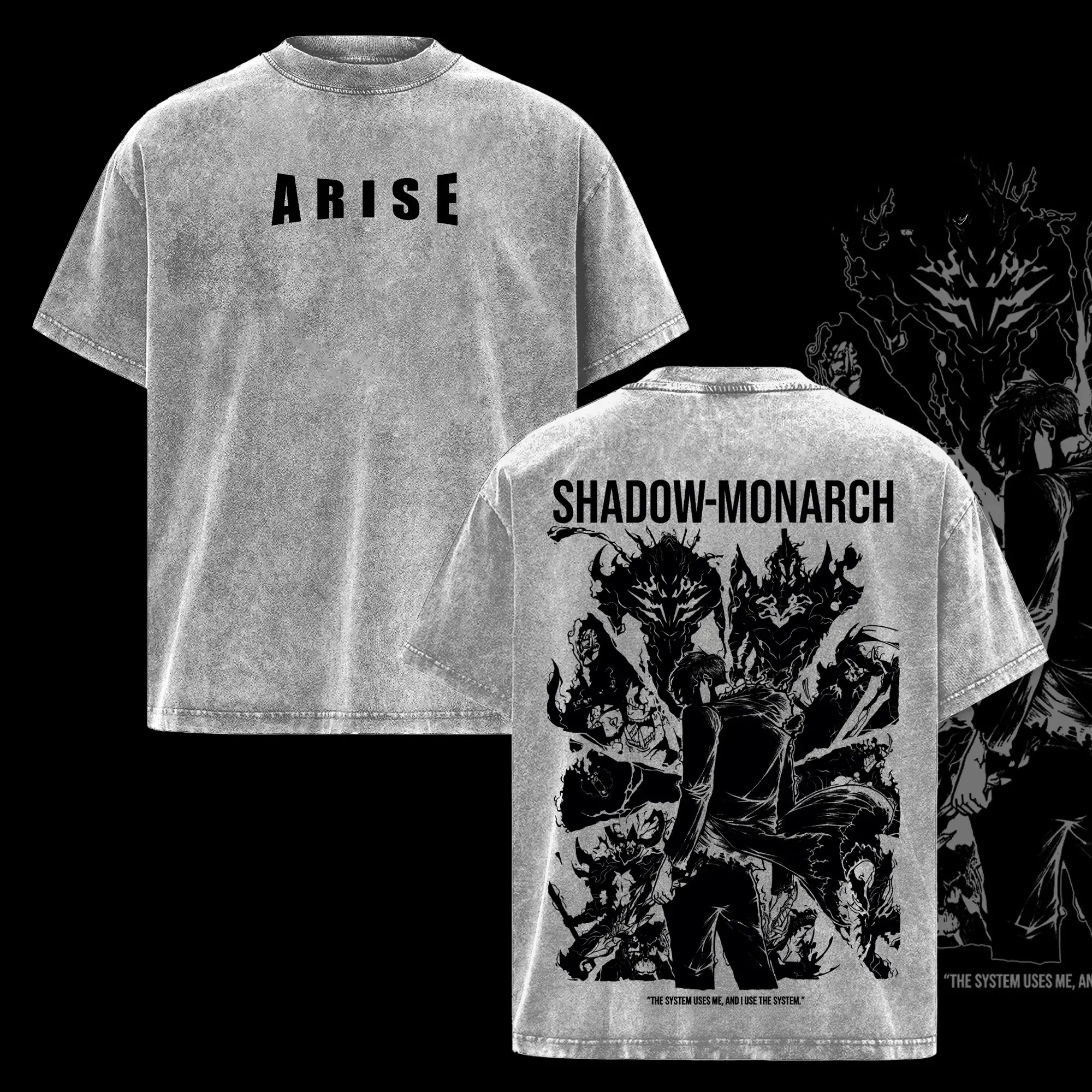 Solo Leveling Shadow Monarch Oversized T-Shirt – Vintage Washed Anime ...