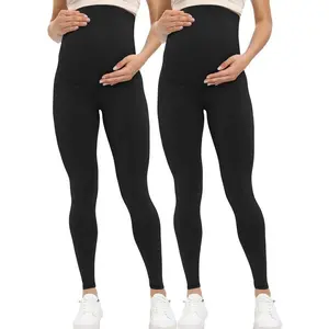 Women's Maternity Leggings over the Belly Pregnancy Active Wear Workout Yoga Tights Pants Soft Can be used with raincoat