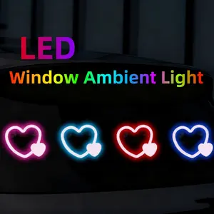 Double Heart Car Interior Atmosphere Light, LED Car Lights, Vintage & Neon Decor, Durable Lamp for Christmas and Valentine's Day, Easy Stick-On Installation