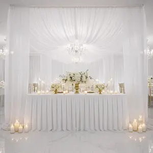 White Chiffon Curtain Panel, Durable Flame Resistant Backdrop and Ceiling Drape With Rod Pocket - 5ftx20ft