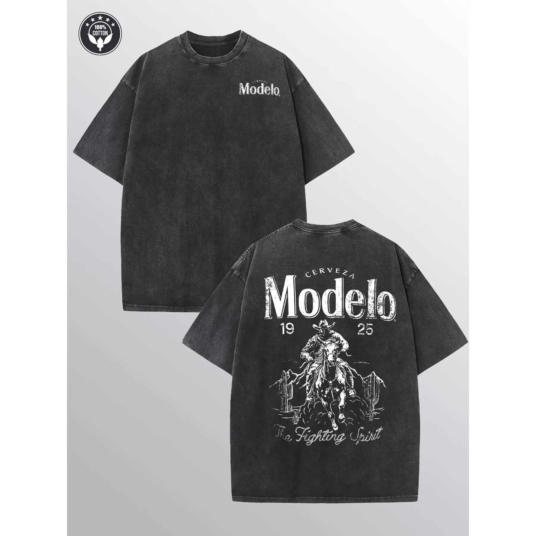 Men's Washed Cotton T-shirt All Cotton Casual Sports Style Top T-shirt Trendy and Fashionable Street Style Suitable for Travel and Sports Wear