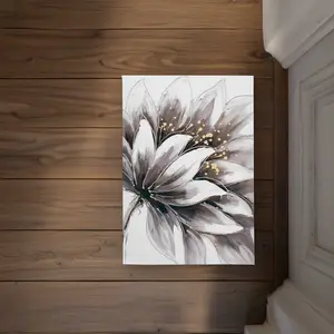 Begin Home Decor CODM1724NDR9BA 17 x 24 in. Purple Flower with Gold Center - Botanical Door Mat
