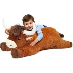 39 Inch Giant Animal, Big Cattle Plushie Toy for Kids & Adults, Large Size Cow Hugging Pillow Gifts for Birthday Christmas