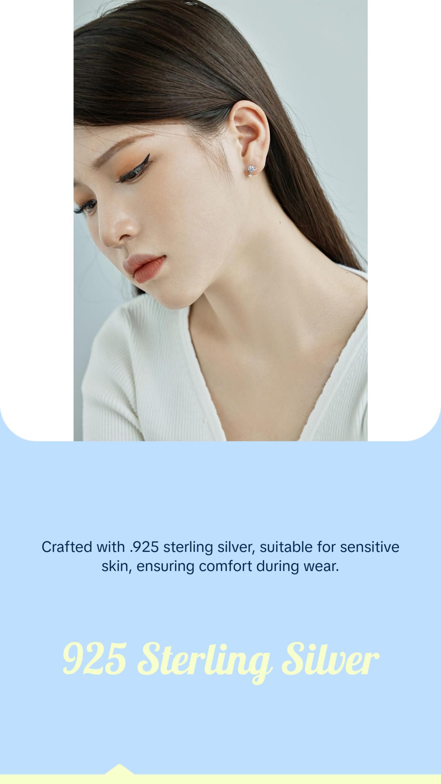 Star Stud Earrings in 925 Sterling Silver for Women