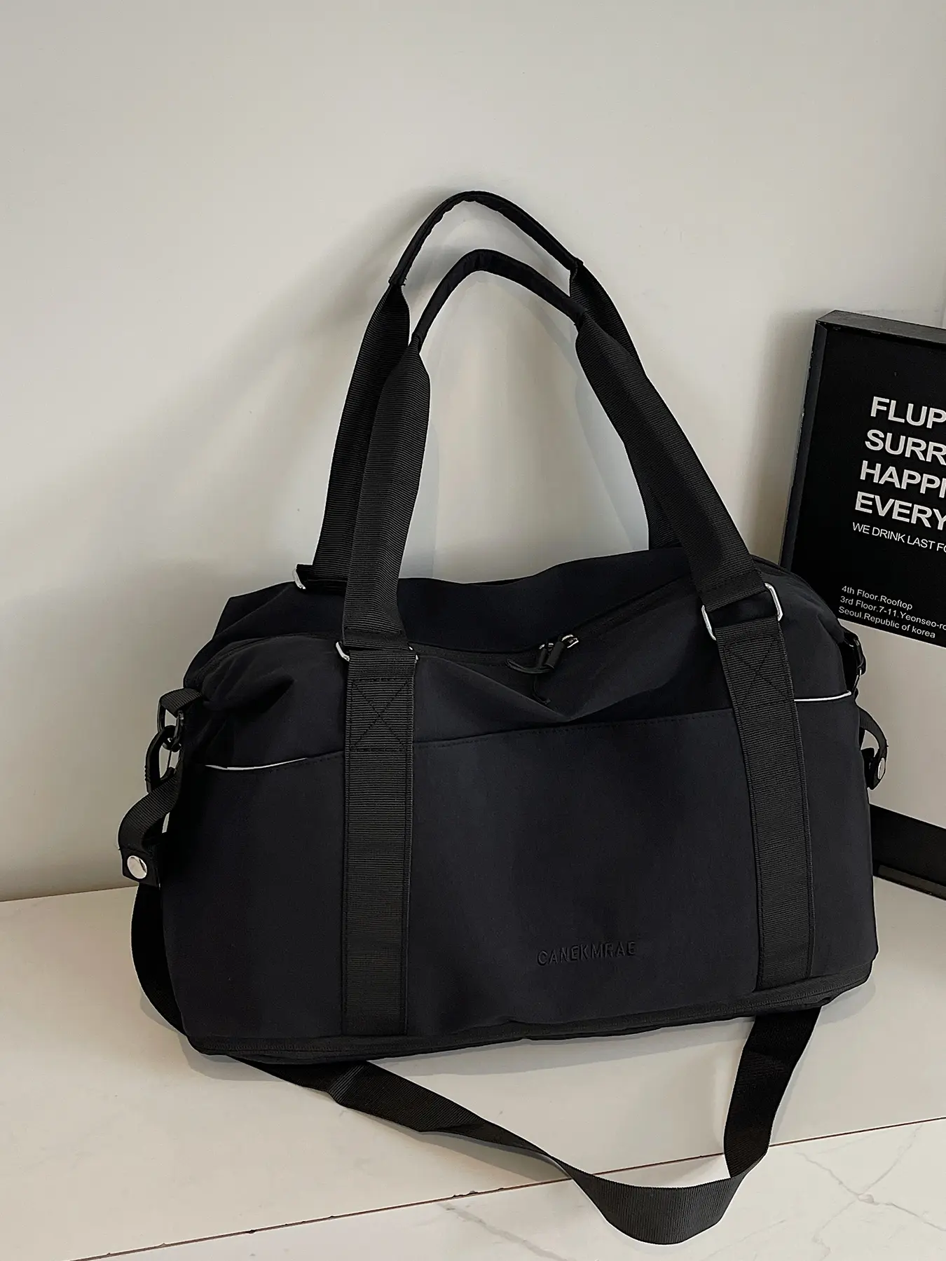 1pc  Ladies' travel tote bag, solid color and clean color, shoulder bag, crossbody bag, zipper closure, fashionable and versatile, casual and simple, suitable for college students to go to school, travel, fitness, large capacity ladies' travel bag