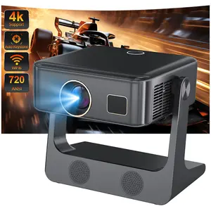 XBJ Electric Focus & Auto Keystone Mini Projector with WiFi Bluetooth, 145° Rotatable, 50% Zoom, USB, Ultra HD, 4K Support, Small Size for Phone TV window projector Audio